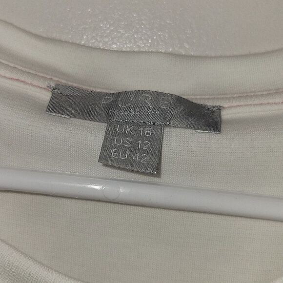 Pure Collection White Contrast Stitching Sweatshirt Top blouse Womens 12 - Picture 2 of 7